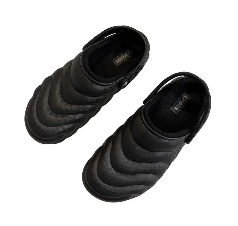 Crocs Classic Fleece Lined Overpuff Slip On Clogs Shoes Black Mens 12